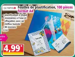 Norma Olympia feuilles de plastification 100 pièces format a4 offre