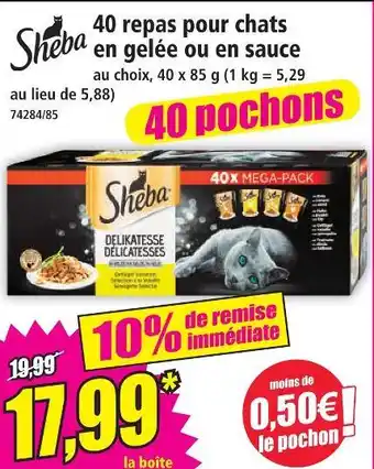 Norma Sheba 40 repas pour chats en gelée ou en sauce offre