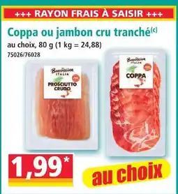 Norma Coppa ou jambon cru tranché offre