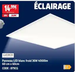 Screwfix Luceco panneau led blanc froid 36w 4000lm 60 cm x 60cm offre