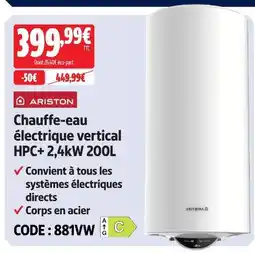 Screwfix Ariston chauffe-eau électrique vertical hpc+ 2,4kw 200l offre