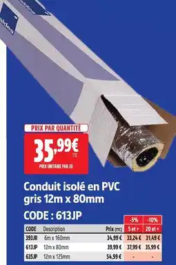 Screwfix Conduit isolé en pvc gris 12m x 80mm offre