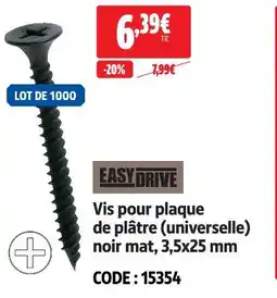 Screwfix Easydrive vis pour plaque de plâtre (universelle) noir mat, 3,5x25 mm offre