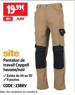 Screwfix Site pantalon de travail coppell havane/noir offre