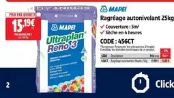 Screwfix Mapei ragréage autonivelant 25kg offre