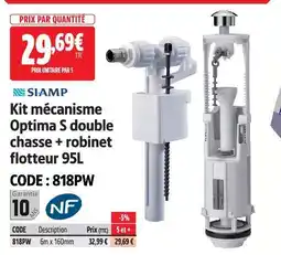 Screwfix Siamp kit mécanisme optima s double chasse + robinet flotteur 95l offre