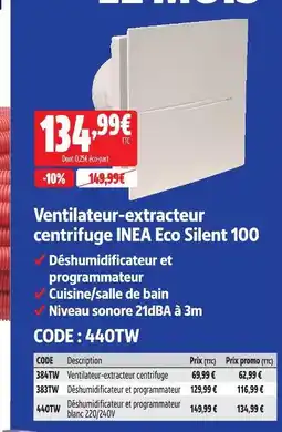 Screwfix Ventilateur-extracteur centrifuge inea eco silent 100 offre