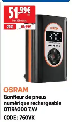 Screwfix Osram gonfleur de pneus numérique rechargeable otir4000 7,4v offre