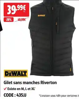 Screwfix Dewalt gilet sans manches riverton offre