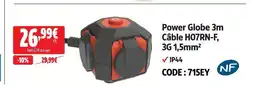 Screwfix Power globe 3m câble ho7rn-f, 3g 1,5mm² offre