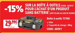 Screwfix Dewalt boîte à outils tstak offre