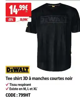 Screwfix Dewalt tee shirt 3d à manches courtes noir offre