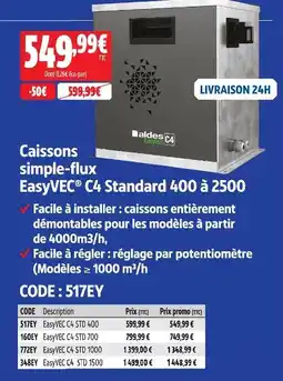Screwfix Aldes easyvec c4 standard 400 à 2500 offre