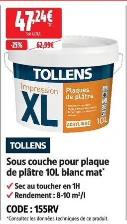 Screwfix Tollens sous couche pour plaque de plâtre offre