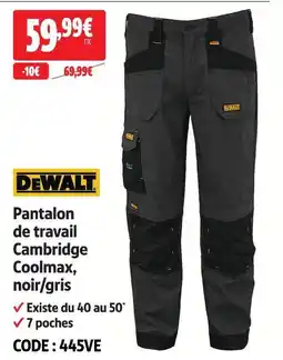 Screwfix Dewalt pantalon de travail cambridge coolmax, noir/gris offre
