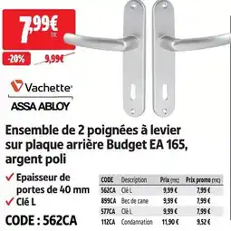 Screwfix Vachette ensemble de 2 poignées à levier sur plaque arrière budget ea 165, argent poli offre