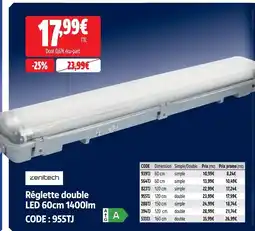 Screwfix Zenitech réglette double led 60cm 1400lm offre