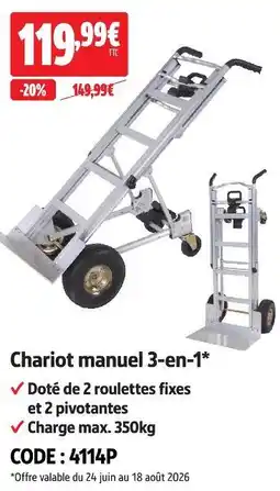 Screwfix Chariot manuel 3-en-1 offre