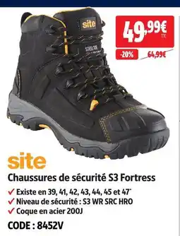 Screwfix Site chaussures de sécurité s3 fortress offre