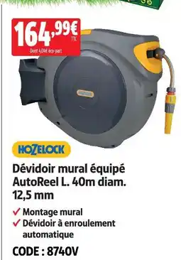 Screwfix Hozelock dévidoir mural équipé autoreel l. 40m diam. 12,5 mm offre