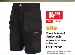 Screwfix Site short de travail sember noir offre