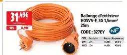 Screwfix Rallonge d'extérieur h05vv-f, 3g 1,5mm² 25m offre