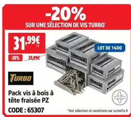 Screwfix Turbo pack vis à bois à tête fraisée pz offre