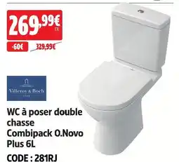Screwfix Villeroy & bosch wc à poser double chasse combipack o.novo plus 6l offre