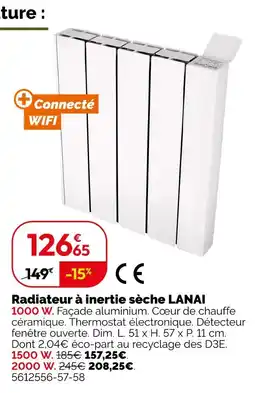 Weldom Ce radiateur à inertie sèche lanai offre