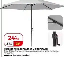 Weldom Parasol hexagonal ø 260 cm polar offre