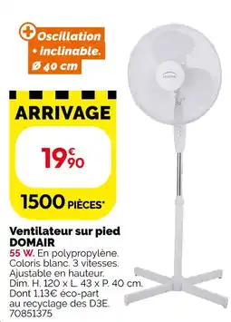 Weldom Domair ventilateur sur pied offre