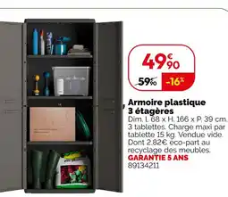 Weldom Armoire plastique 3 étagères offre