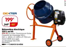Weldom Dexter bétonnière électrique 125 l en kit offre