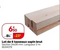 Weldom Lot de 6 tasseaux sapin brut offre