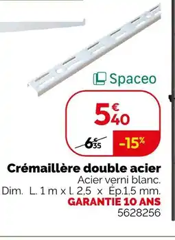 Weldom Spaceo crémaillère double acier offre