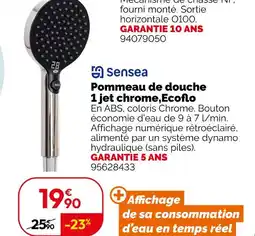 Weldom Sensea pommeau de douche 1 jet chrome,ecoflo offre