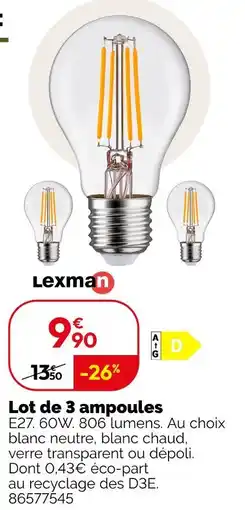 Weldom Lexman lot de 3 ampoules offre