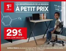 BUT Chêne - bureau risae ii, structure en métal et pdp métal, finition mélamine émitation offre