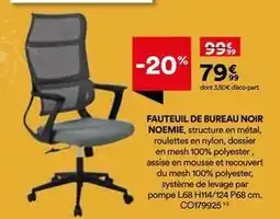BUT Fauteuil de bureau noir offre