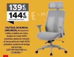 BUT Fauteuil de bureau gris neon offre