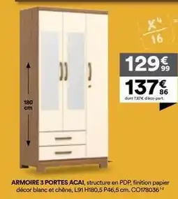 BUT Chêne - armoire 3 portes acal offre