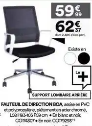 BUT Fauteuil de direction boa, assise en pvc offre