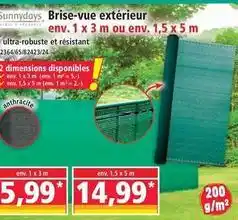 Norma Sunnydays - brise-vue extérieur env. 1 x 3 m ou env. 1,5 x 5 m offre