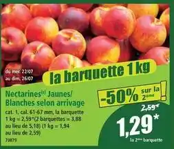Norma Nectarines jaunes/blanches selon arrivage offre
