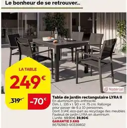 Weldom Naterial - table de jardin rectangulaire lyra ii offre
