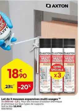 Weldom Axton - lot de 3 mousses expansives multi-usages offre