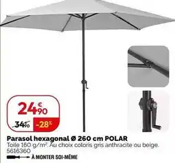 Weldom Parasol hexagonal ø260 cm polar offre