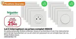 Weldom Schneider - lot 5 interrupteurs ou prises complet odace offre