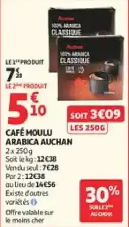Auchan Direct AUCHAN Café moulu Arabica offre