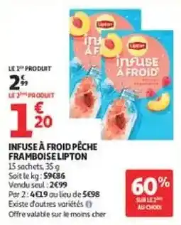 Auchan Direct Lipton Infuse à froid pêche framboise offre